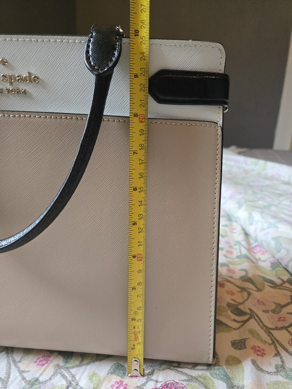 Kate Spade Staci Saffiano Leather Satchel/Crossbody | Two-Toned Beige and Cream - Picture 12 of 12